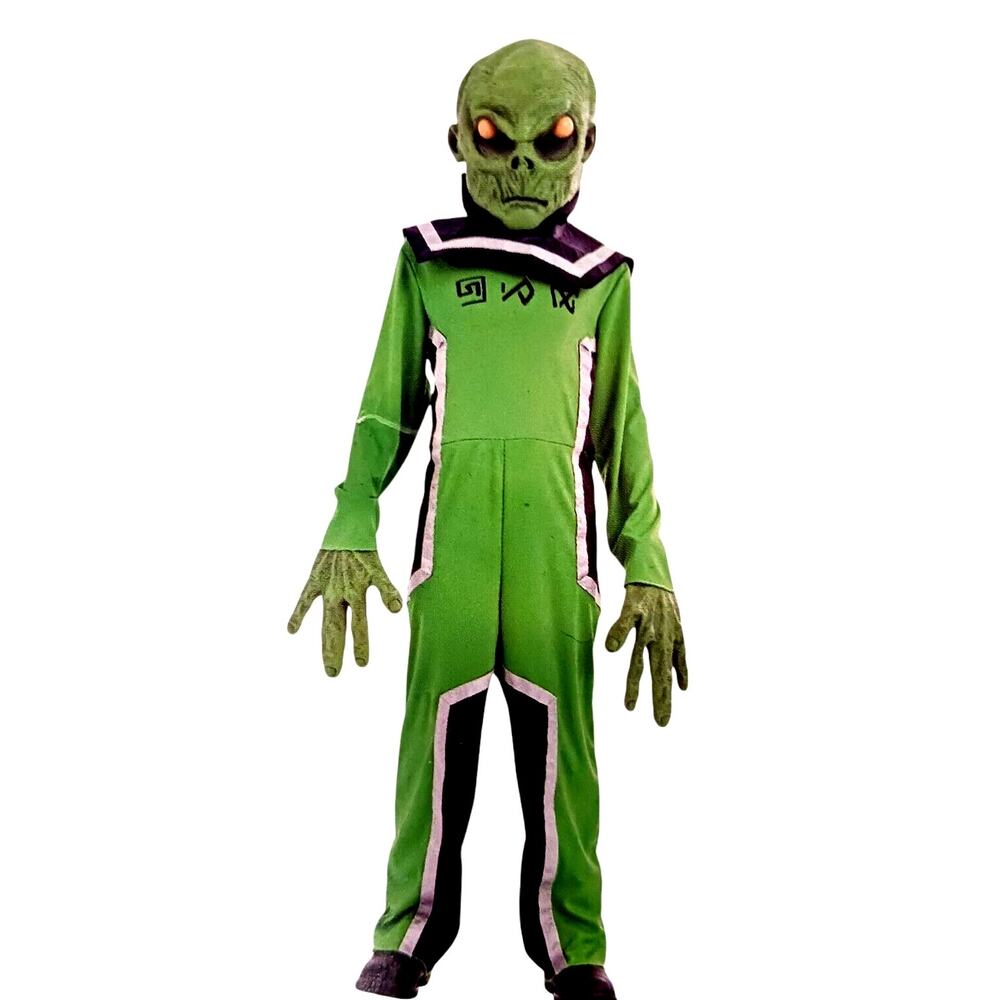 Alien Costume CHILD Sz L 12-14 LIGHTS UP Space Creature w Batteries Halloween